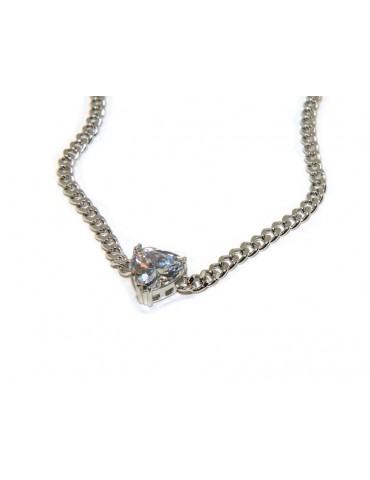NALBORI collana choker zircone cuore grande argento 925