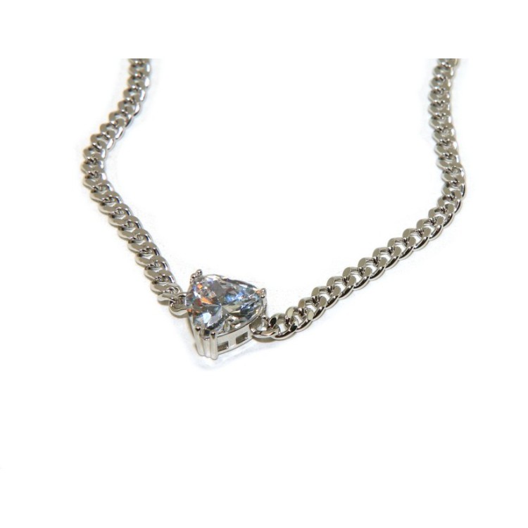 NALBORI collana choker zircone cuore grande argento 925