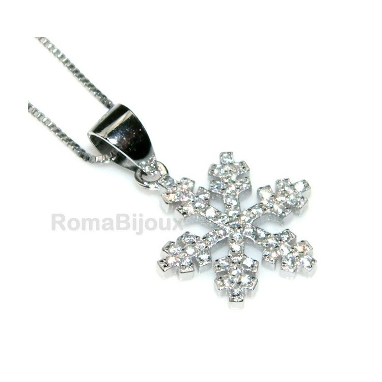 NLB|silver 925 Necklace Collier Venetian woman 44 cm and snowflake microsetting