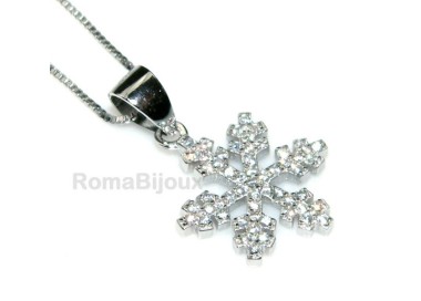 NLB|silver 925 Necklace Collier Venetian woman 44 cm and snowflake microsetting