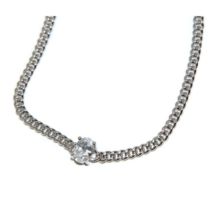 NALBORI 925 sterling silver oval zircon choker necklace
