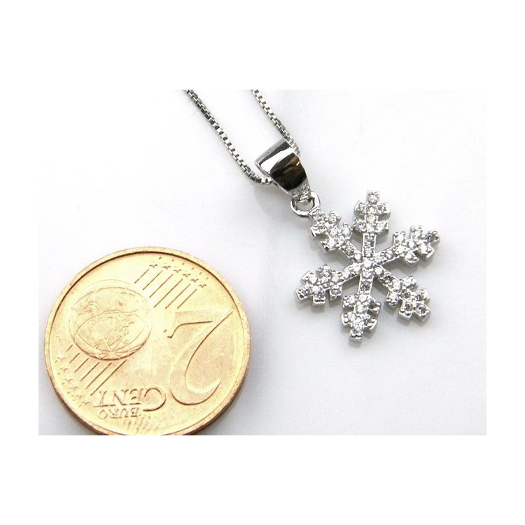 NLB|silver 925 Necklace Collier Venetian woman 44 cm and snowflake microsetting