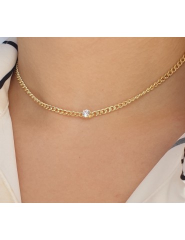 NALBORI collana choker zircone tondo argento 925 grumetta