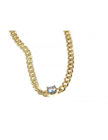 NALBORI round zircon choker necklace 925 silver round curb