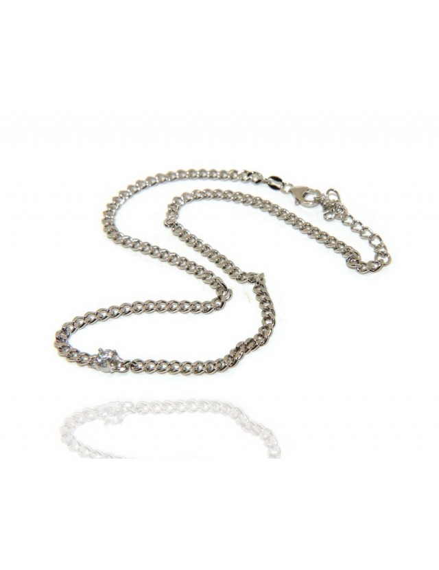 NALBORI round zircon choker necklace 925 silver round curb