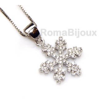 NLB|silver 925 Necklace Collier Venetian woman 44 cm and snowflake microsetting