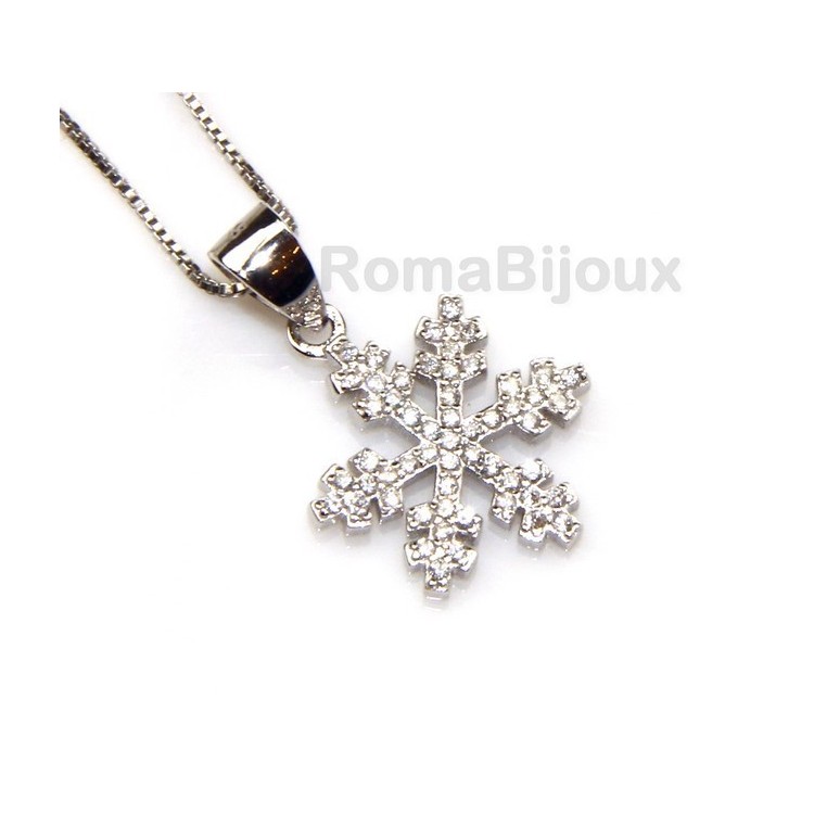 NLB|Collana argento 925 ciondolo fiocco di neve pavè per donna