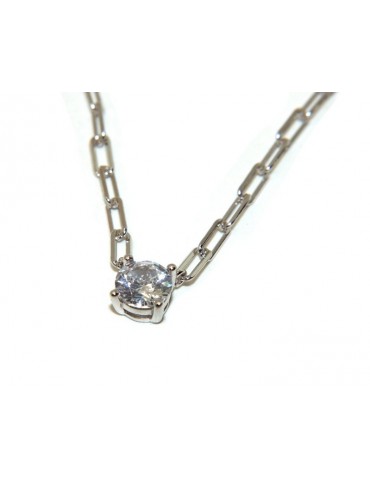NALBORI collana choker zircone tondo argento 925 graffette