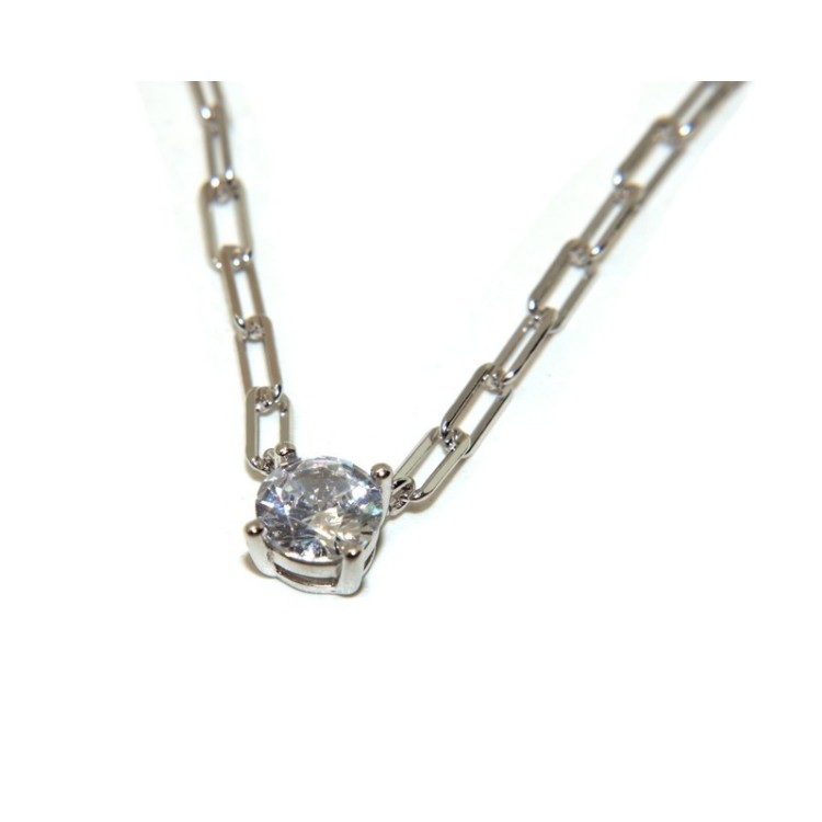 NALBORI round zircon choker 925 silver staples necklace