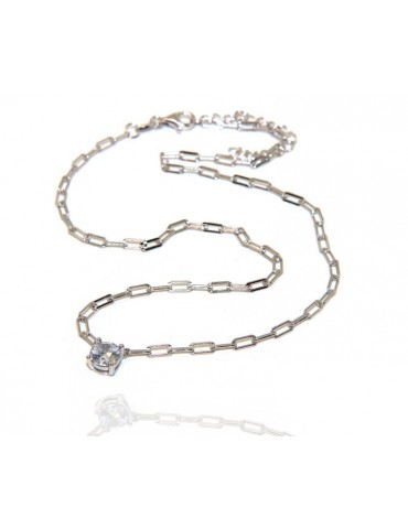 NALBORI collana choker zircone tondo argento 925 graffette