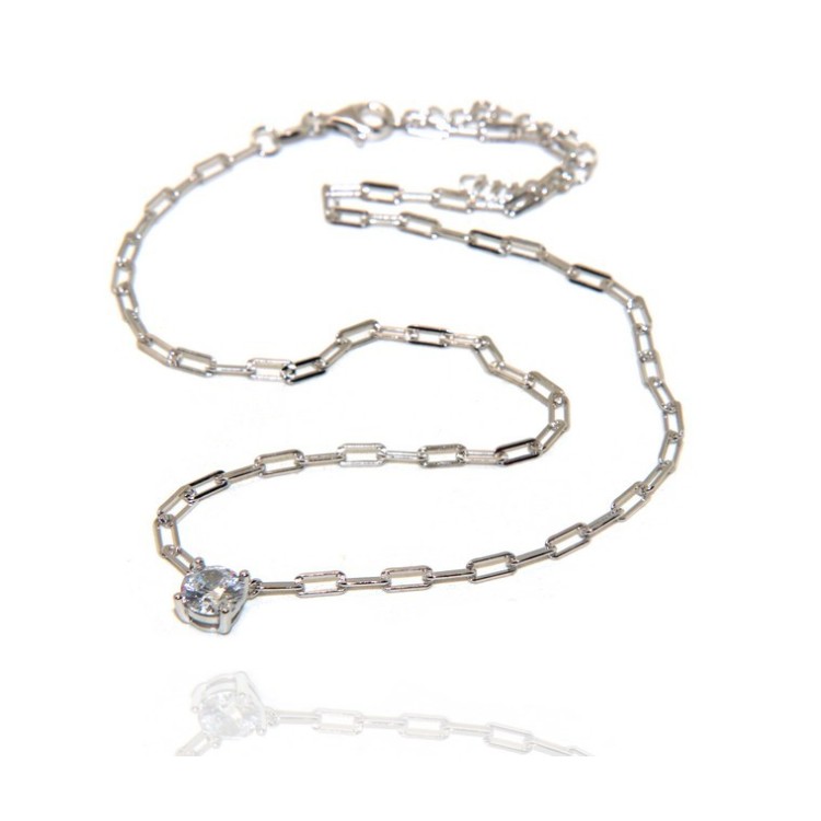 NALBORI collana choker zircone tondo argento 925 graffette