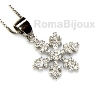 NLB|silver 925 Necklace Collier Venetian woman 44 cm and snowflake microsetting