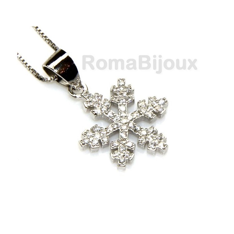 NLB|Collana argento 925 ciondolo fiocco di neve pavè per donna