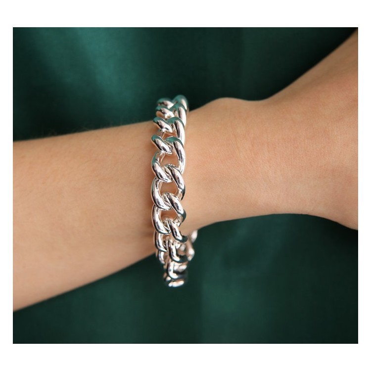 NALBORI 925 silver necklace or bracelet 12.5 mm large curb