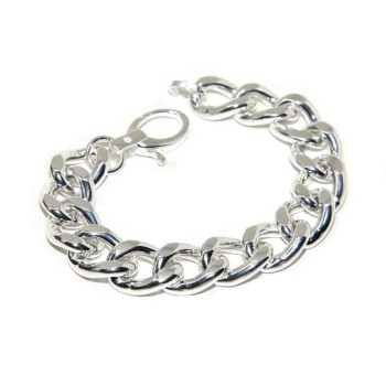 NALBORI 925 silver diamond-coated large gourmette necklace or bracelet 13 mm