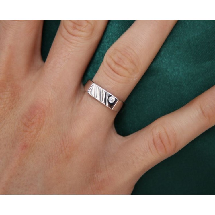 NLB|Anello NALBORI uomo mignolo anulare chevalier rettangolare con zircone