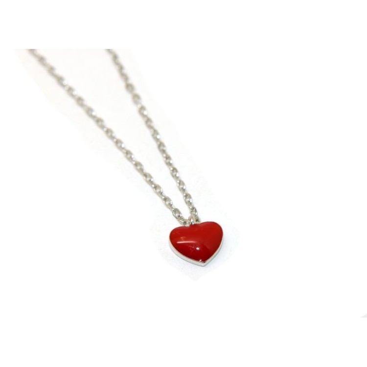 NALBORI woman necklace 925 silver red enameled heart