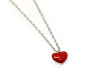 NALBORI woman necklace 925 silver red enameled heart