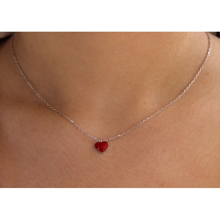 NLB|Collana argento 925 con cuore rosso smaltato per donne