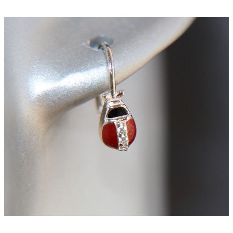 NLB|925 silver earrings with red ladybug and zircons
