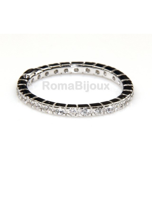 Argento 925 Rodiato : Eternity fedina a corona tutto giro con 2 file zirconi da 1,0 mm taglio brillante Argento 925 Rodiato : Eternity fedina a corona tutto giro con 2 file zirconi da 1,0 mm taglio brillante
