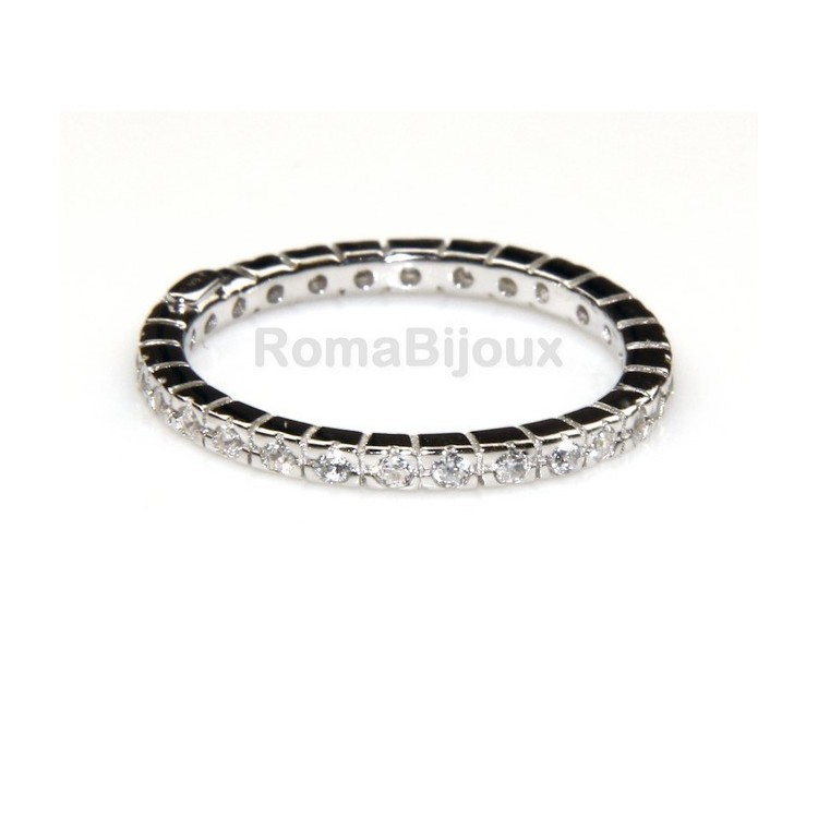 NLB|Silver 925 Rhodium: Eternity record to crown all around with 2 rows cubic zirconia 1.0mm brilliant cut
