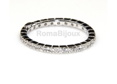 NLB|Silver 925 Rhodium: Eternity record to crown all around with 2 rows cubic zirconia 1.0mm brilliant cut