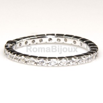 NLB|Silver 925 Rhodium: Eternity record to crown all around with 2 rows cubic zirconia 1.0mm brilliant cut