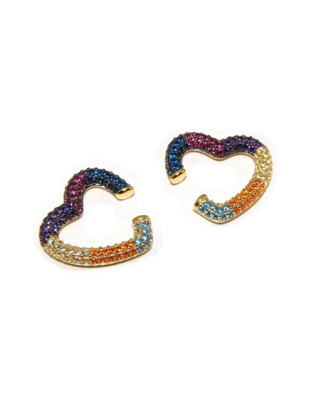 Heart tragus in 925 silver, yellow gold plated, without hole, zircons Heart tragus in 925 silver, yellow gold plated, without hole, zircons