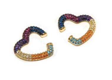 NLB|Heart tragus in 925 silver, yellow gold plated, without hole, zircons
