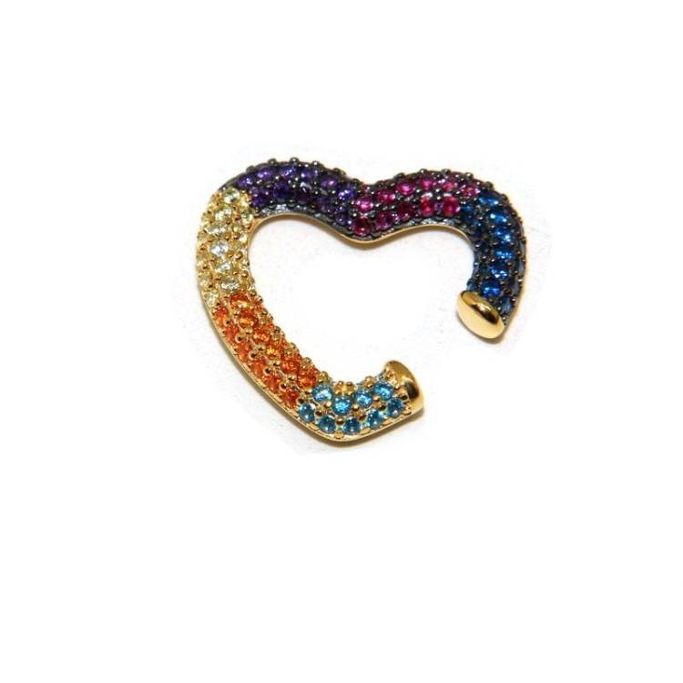 NLB|Heart tragus in 925 silver, yellow gold plated, without hole, zircons