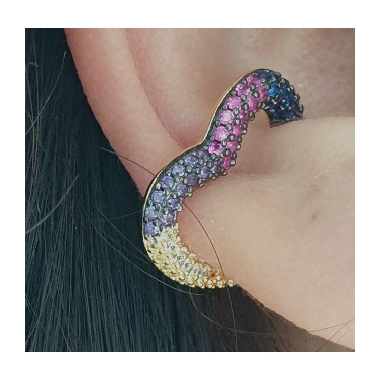 NLB|Heart tragus in 925 silver, yellow gold plated, without hole, zircons