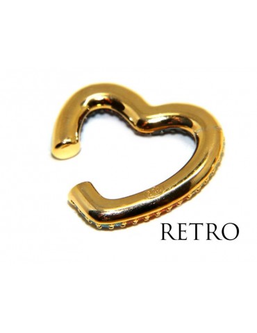 trago argento 925 cuore zirconi senza foro bagno oro giallo