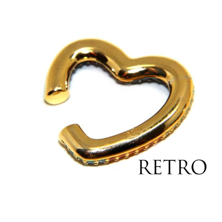 NLB|trago argento 925 cuore zirconi senza foro bagno oro giallo