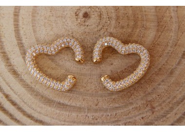 NLB|Heart tragus in 925 silver, yellow gold plated, without hole, zircons