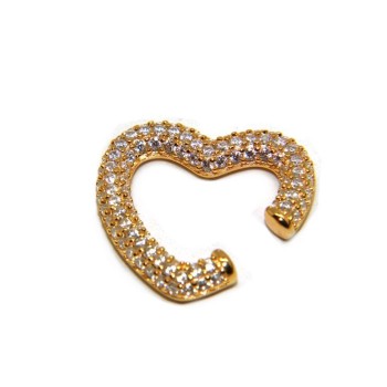 NLB|Heart tragus in 925 silver, yellow gold plated, without hole, zircons
