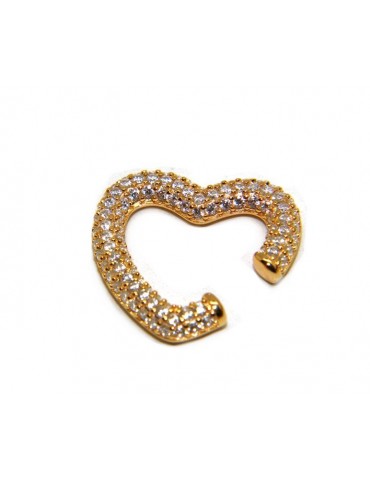 trago argento 925 cuore zirconi senza foro bagno oro giallo