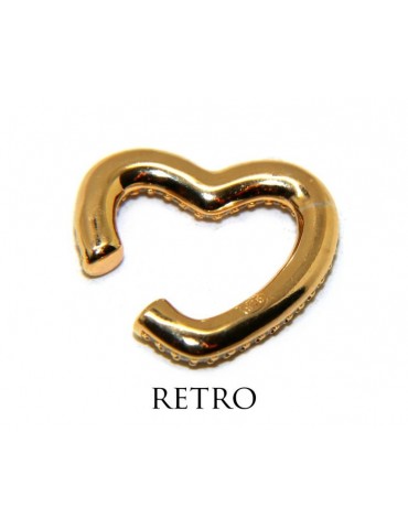 trago argento 925 cuore zirconi senza foro bagno oro giallo