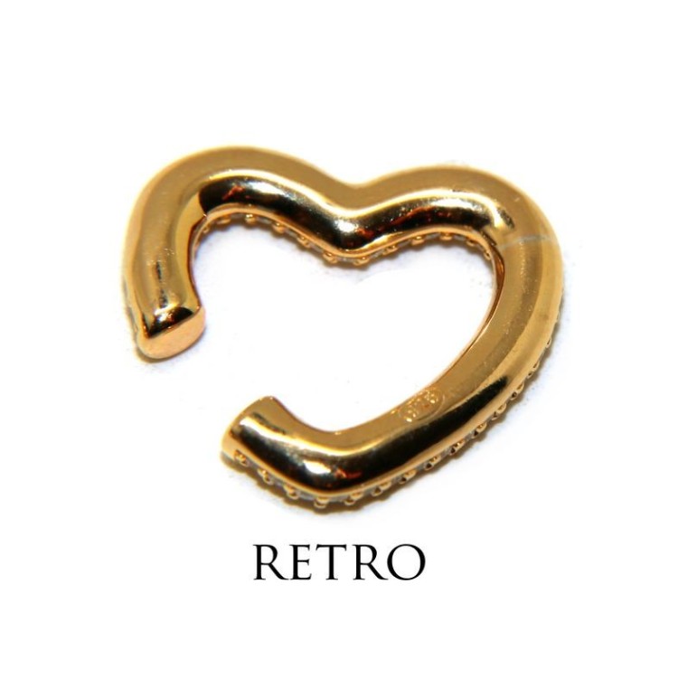 NLB|trago argento 925 cuore zirconi senza foro bagno oro giallo