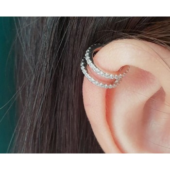 NLB|Tragus 2 rows in 925 silver rose gold rhodium plating without hole zircons