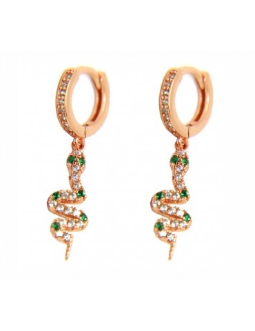 NALBORI 925 silver earrings snake pendants with zircons