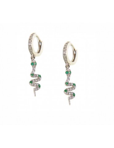 NALBORI orecchini argento 925 ciondoli serpenti con zirconi