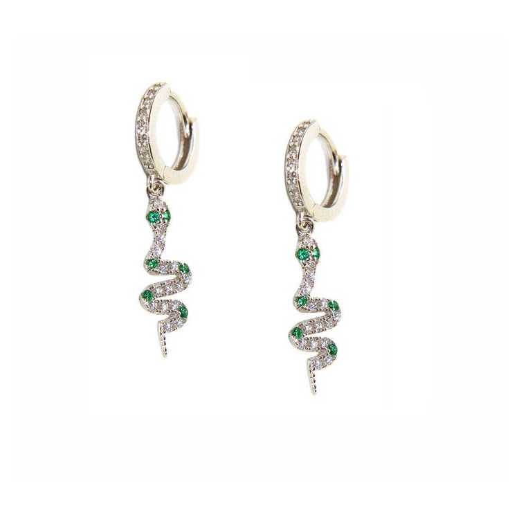 NALBORI orecchini argento 925 ciondoli serpenti con zirconi