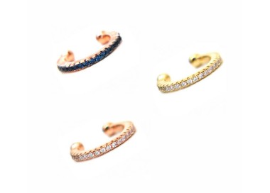 NLB|yellow rose gold plated 925 silver tragus with white colored zircons