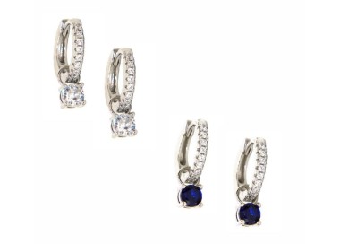 NLB|925 silver hoops earrings with double use zircon pendants