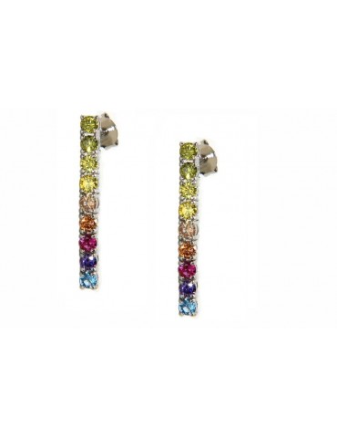 Orecchini donna argento 925 tennis con zirconi colorati