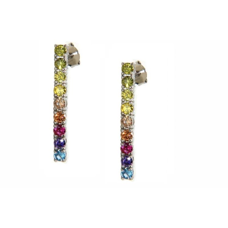 NLB|Orecchini donna argento 925 tennis con zirconi colorati