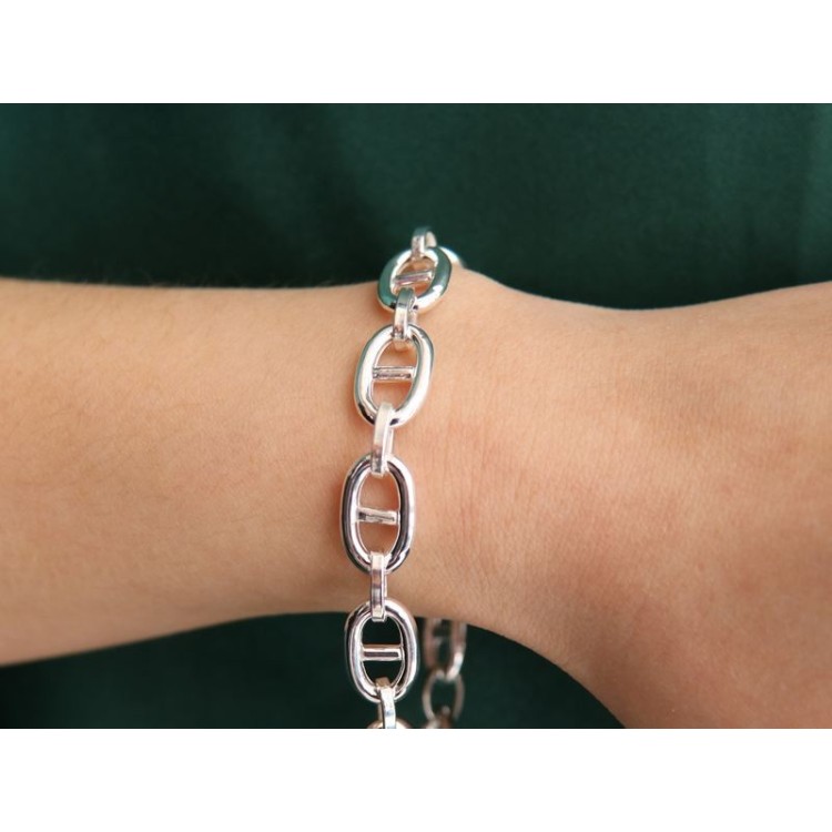 NALBORI Necklace or bracelet marine link 10x16 mm in 925 silver