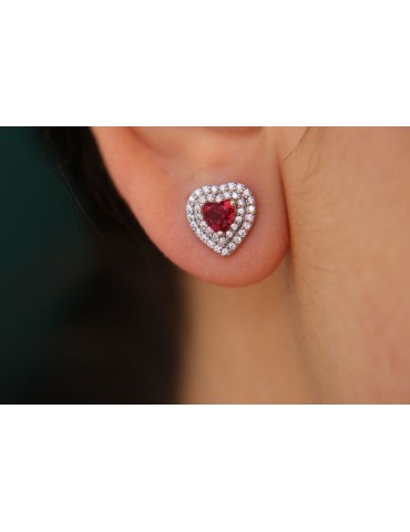 orecchini cuore argento 925 rubin emerald doppio giro zirconi