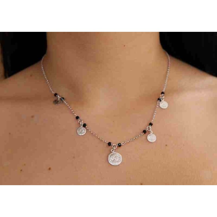 NLB|NALBORI Necklace 925 silver coins black rhodium